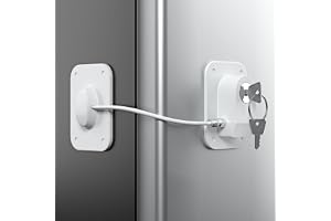 RORMGO Refrigerator Lock 2 Packs, Fridge Lock with Silicone Wire Protection Fridge Locks for Kids Easy to Use and Install Fridge Locks with Key Surface-Friendly Freezer Lock, White
