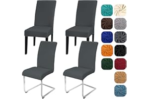 ‎YUGARLIBI Yugarlibi Stuhlhussen 4er Set Stretch Stuhlhussen Schwingstuhl Elastische Hussen Stuhlbezug Abnehmbarer Waschbarer Stühle Schutz für Küche Restaurant Hotel Bankett Hochzeit (Dunkelgrau, 4 Stück)