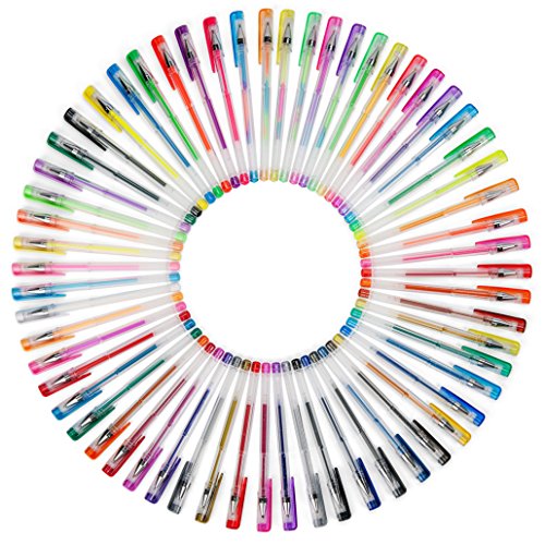 Newdoer 60 Pack Gel Pens,Fine Ink Ballpoint Pens, Smooth, Anti Skip,Multi-Colour,the Most Professional Gel Pens Set for Artists,Art lovers and Adult Colouring,with 0.8mm - 1.0mm Tip Range