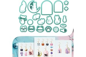 beinkmake 20Pcs Cats Polymer Clay Cutters Moon Kitten Clay Earrings Cutters Cute Cat Polymer Jewelry Cutter for Earrings Making Birthday Party DIY Supplies