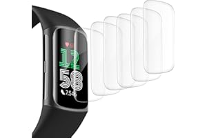 CAVN 6 Pack Screen Protector for Fitbit Charge 6/5, Ultra Clear Anti-Bubble Full Coverage Flexible Protective Film Screen Cover