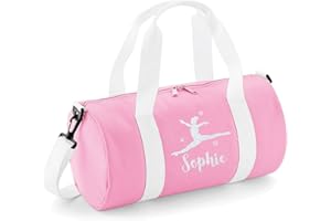 beyondsome Personalised Girls Split Jump Gymnastics Glitter Barrel Bag