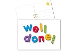 1357AWARDS 50-Pack Well Done Postcards A6: Positive Affirmation & Motivational Cards for Kids & Adults – Ideal Thank You Gifts from Teachers, Plain Postcards, Employee Appreciation and positive affirmation cards
