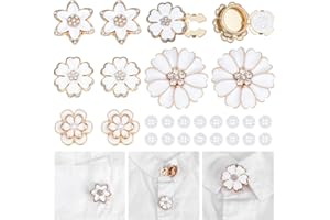 NBEADS 8 Pcs 4 styles Couvre Boutons pour Femmes, Cache Boutons à Fleurs pour Manches avec 20 bouton en Plastique Clips Décoratifs pour Couture Bricolage et Décoration, Or