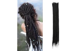 DSOAR 20 Pollici 20 Fili/Confezione Estensioni di Dreadlock Sintetici Sottili 0,6cm Capelli Intrecciati All'Uncinetto Morbidi Dreadlocks A Punta Singola Stile Hippie Reggae Hip-Hop, Marrone Scuro