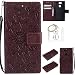 Produktbild für Sony Xperia XA2 Hülle,Geprägte Muster Handy hülle / Tasche / Cover / Case für das Sony Xperia XA2 PU Leder Flip Cover Leder Hülle Kunstleder Folio Schutzhülle Wallet Tasche Etui Standfunktion Kredit Kartenfächer+Schlüsselanhänger (T) (1)