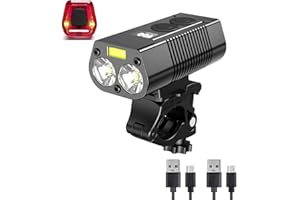 LUXJUMPER Luce Bici Ricaricabile,Super Luminoso 2000 Lumen Faro Bici Fanale Posteriore Set Luce Anteriore Bicicletta Impermeabile con Spia COB Display di Alimentazione per Mountain Bike Bici Strada