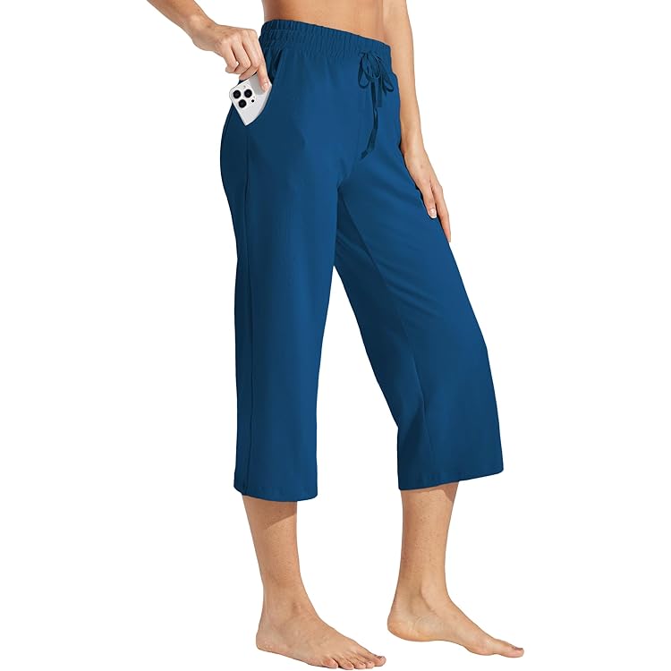 WILLIT Capribroek voor dames, yogabroek, sportbroek, capri-leggings, hoge taille, rechte pijpen, zomerkleding, vrijetijdsbroek, sport, oefening, workout 53 cm met zakken, rozerood, S
