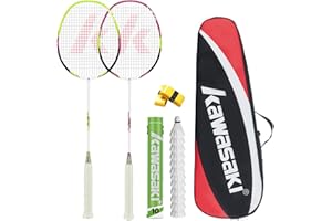‎A1 TAAN Kawasaki Graphit Badminton schläger Profi Graphit Badminton Set Leichtgewicht & Hochleistung für Sport, Training und Unterhaltung inklusive 12 Badminton bälle & Tragetasche & 2 Overgrip