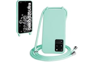 WenBaby Handykette für Samsung Galaxy S20 Ultra Hülle mit Band,Handyhülle mit Schnur zum Umhängen Silikon Seil Necklace Schutzhülle mit Kordel Tasche Case TPU Bumper - Pfefferminzgrün
