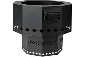 INNO STAGE Pozzo per fuoco senza fumo per esterni a pellet di legno, con borsa portatile per il trasporto, griglia per camino da 38 cm, per picnic, campeggio, cucina in spiaggia - M