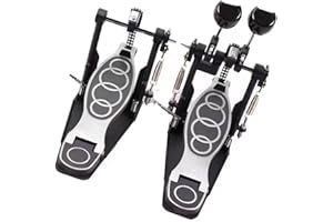 TYENAZA Bass Drum Pedal, Double Chain Drum Step on Hammer Zinc Aluminum Professional Adjustable Bass Drum Pedal with Double Drum Foot Kick for Kick Drum Set and Electronic Drums(Pedal)