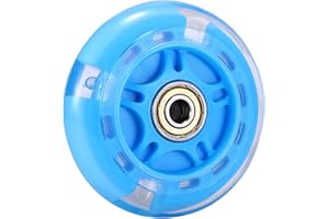 Deepboom Roues de Rechange pour Scooter, Roue Flash LED 80 mm, Mini Maxi Micro Scooter, Roues Clignotantes, Lumières Arrière ABEC-7 pour Scooters Poussette Composant Enfants et Adolescents (Bleu)