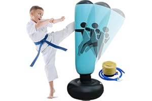 CLDFDC Sacco da Boxe da Terra, Sacco da Boxe Bambini e Ragazzi Alto 1.6M con, Regalo per dai 5 ai 12 Anni per Esercitarsi nel Karate, nel Taekwondo e Nelle