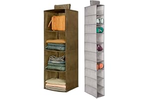 MY TEST Organizer Armadi Cassetti - Porta Maglioni 4 Piani + Porta Scarpe 10 Piani - Salvaspazio Armadio (Portatutto 10 Piani 15x30x120 cm + Portatutto 4 Piani 30x30x80 cm)