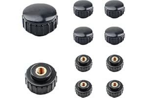 MOROBOR Manopola di bloccaggio con filettatura zigrinata M5, 10 pezzi in plastica nera, set di dadi filettati femmina in ottone, manopola di bloccaggio per attrezzature meccaniche