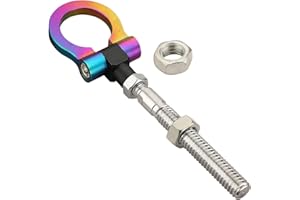 XRMXF Heavy Duty Anodized Folding Tow Hooks Reversed Thread Track Racing Towing Fits for Ford Mustang 19-23,Explorer 20-23,Edge 15-23 OEM Bumper Emergency Towing Eye Hook Tool (Neo Chrome)