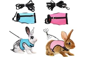 ZKSXOA 2 Piezas Conejos Ajustable Arnés, Arnés Conejo Malla, Transpirable Arnés Cómodo Conejos, para Pequeño Animal Conejo Hámster Gato Caminar al Aire Libre