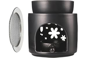 ZWEIPAPPEL Zweiapappel Räucherstövchen Duftlampe mit Räuchersieb und Keramik Öldiffusor Schale Anthrazit Duftwachs diffusor Weihrauch Kräuter Burner(Blütenmeer)
