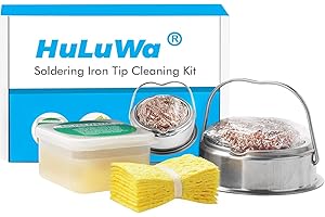HULUWA 3 pezzi strumenti di saldatura,1 Detergente Per Punte per saldatore,10 pcs spugne per saldatura,40g di pasta per saldatura,per saldatura elettrica,punte di saldatura per la pulizia e Kit fai-da-te