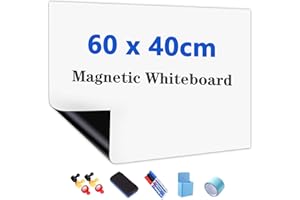‎JOMUSAGA JOMUSAGA Whiteboard Folie, 60 x 40 cm, magnetisch selbstklebende Weißwandtafel Folie, Whiteboard Sticker DIY, inklusive Marker, Schwamm und Magnete, für Schule, Büro und Zuhause