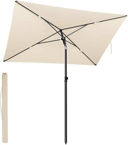 SUN & SURF Premium strandparasol met ventilatie, 220 cm, kantelbare mast, wisterpunt en dubbele veiligheidsafdichting, UPF 50 UV, Blauw, 180 CM