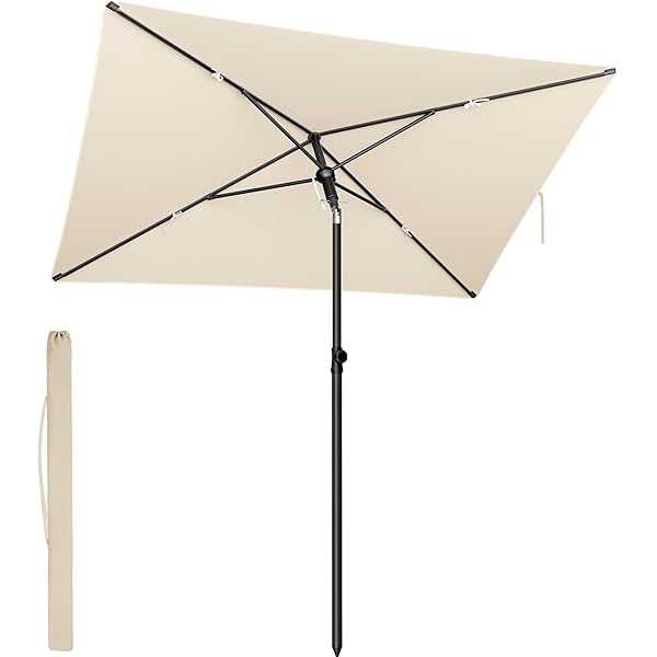 BelleMax LED Parasol de Jardin Parasol Inclinable 300cm, Kaki Parasol