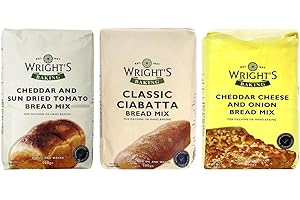 WRIGHTS BAKING Wright's Baking Bread Mix Selection Pack ( Cheddar & Sun Dried Tomato - Classic Ciabatta - Cheddar Cheese & Onion ) - One of Each 500g Pack