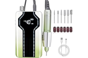 Atopskins Kit de taladro eléctrico de uñas 6 en 1, 40000 rpm, manicura inalámbrica para gel acrílico, 4000 mAh, recargable, Efile, molinillo de uñas, velocidad ajustable, herramienta profesional para