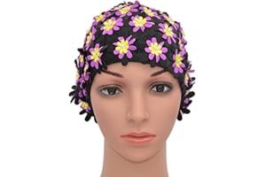 Medifier Swim cap Floral Petal Retro Style Bathing Caps for Women