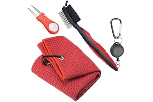 Berfea Club de Golf Cepillo Ranura Limpieza Doble Cara Putter cuña Bola surco Cepillo de Palo de Golf Kit Limpiador, Accesorios de Golf para Hombres