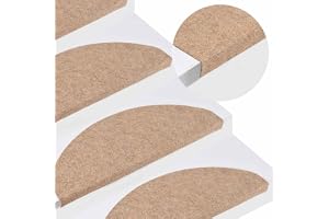 QUAHEAS Stegmattor självhäftande, 15 stycken 65 x 22,5 x 3,5 cm, beige, nålfilt, trappmatta, halkfri med steg-och bullerskydd