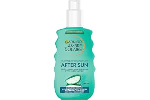 Garnier Ambre Solaire After Sun Spray för ansikte och kropp – lugnande och uppfriskande fuktspray – regenererande vård mot rodnad och spänning – förlänger solbränna – 150 ml