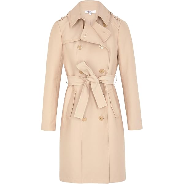 MORGAN Trench Long Ceinturé Femme - Coupe Cintrée - Noir - Taille M (38)
