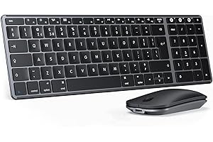 seenda SKM64-2 Bluetooth Keyboard and Mouse for Mac, Multi-Device Rechargeable Slim Keyboard and Mouse Set Compact with Number Pad, Specially for MacBook Pro/Air, iPad, iMac - Space Gray