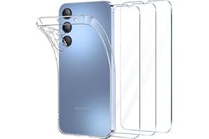 COPIKE Funda para Samsung Galaxy A15 4G / 5G con Protección de La Cámara y 3 Piezas Cristal Templado, Carcasa Silicona Suave Delgada Anti-Choques TPU, Transparent