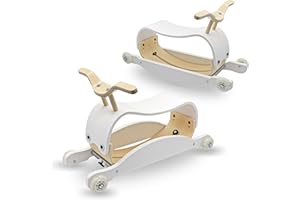 Mamabrum Mecedora Infantil 2 en 1 - Silla Mecedora para Bebe con Asiento Perfilado y Ruedas de Goma - Balancín Convertible de Madera con Compartimento Interior - 3,5 kg