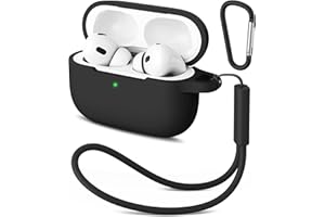 YLK Custodie per AirPods Pro 2 Cover, Silicone Custodia Antiurto Accessori per Airpods Pro 2 Generazione, con Moschettone (Nero)
