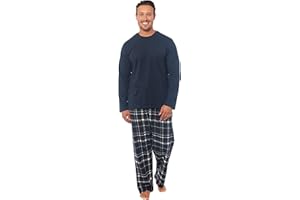 MICHAEL PAUL Mens Soft Jersey Pyjamas PJ Sets Nightwear Sleepwear Loungewear Modern Set & Check Bottoms Pyjama for Men Gifts for Him