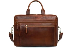 Marc Peter Laptoptasche Los Angeles I Leder Umhängetasche für 15.6 zoll Laptop I Aktentasche für Notebook I Tasche für Damen und Herren