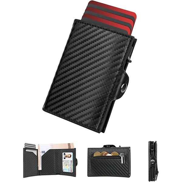 DODENSHA Slim Wallet met muntvak, herenportemonnee met knoop, portefeuille voor heren, met ticketvak, pop-up creditcardhouder, portemonnee voor 7-9 kaarten, RFID-bescherming, bruin, zilver