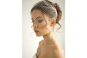 VRINO Bridal Birdcage Veil and Bride Beaded Birdcage Veil, Blusher Veil,Short Veil Silver Wedding Veil