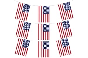 GRASSVILLAGE MEGA VALUE USA Flag Bunting – 36ft (11m) Long with 36 Flags – American Patriotic Banner for 4th of July, Independence Day, Memorial Day, Veterans Day, BBQs, Parties & Outdoor Decorations