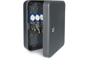 Navaris Caja para Llaves de Pared - Armario Llavero con 48 portallaves - Cajetín Organizador guardallaves para casa Oficina - con Cerradura