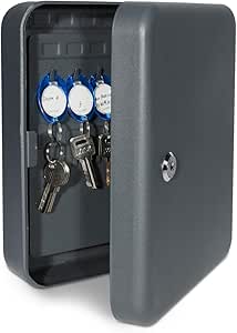 Mobiletto Portachiavi Acrimet Con Serratura A Muro Per 48 Chiavi - Completato Con 48 Portachiavi Multicolor, In MDF Beige, Ideale Per Uffici O Case