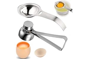 SYKEROUT Abridor De Huevos De Acero, Abridor De Huevos De Acero Inoxidable, Separador De Clara De Huevo, Cortador De Huevos De Acero Inoxidable, Herramienta De Cocina Simple Para Huevos Duros (Plateado)