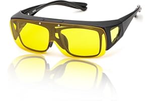 SIPHEW Polarised Night Driving Over Glasses for Men and Women, Anti Glare Night Vision Glasses Over Spectacles, Wrap Around UV400 Protection Eyewear