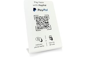 NEXIT Aufsteller für PayPal-Zahlung mit QR-Code und NFC-Chip (Englisch) 16,5 x 10,5 cm - weiß