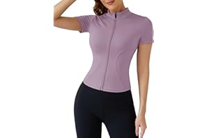 IECCP T-Shirt Damen Gym Top Sport Oberteil Yoga Langarm Crop Top Sportshirt Leicht Fitness Oberteil mit Halbem Reißverschluss und Daumenloch