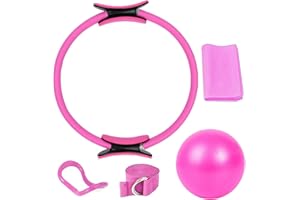 JOOVCC Pilates Circle Essentials Kit, 5-teiliges Yoga-Set für Frauen, Pilates zu Hause, inklusive Pilates-Ball, Magic Circle Yoga-Ring und Widerstandsbändern für Frauen, Pilates-Ring- und Ball-Set.